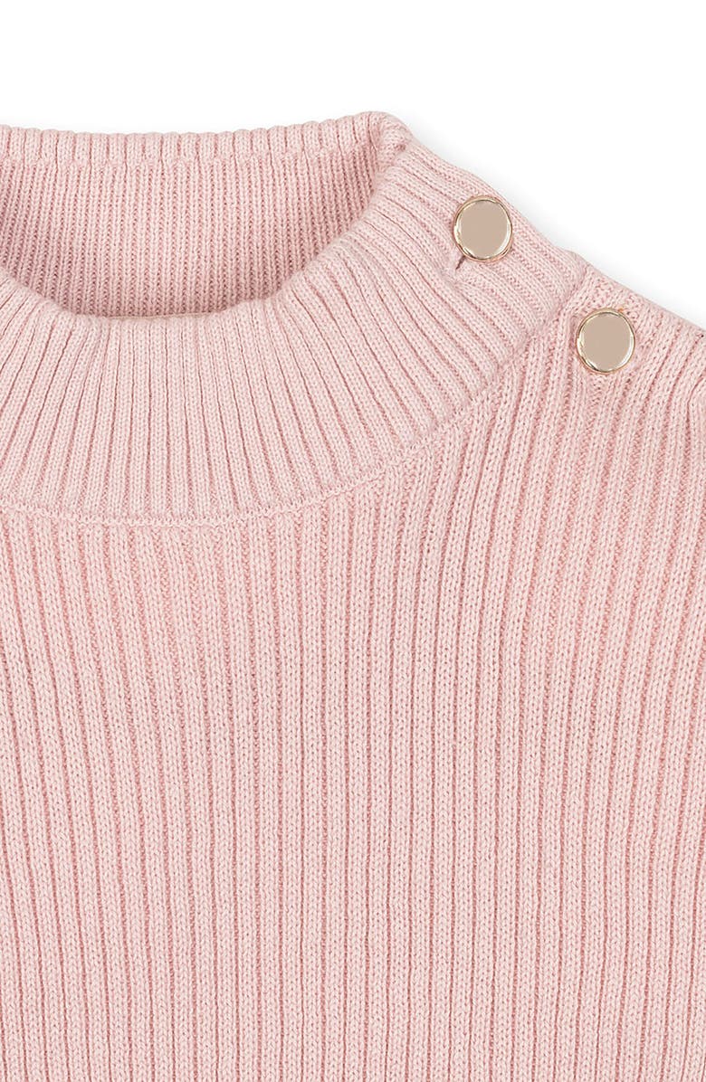Hope & Henry Kids' Organic Long Sleeve Mock Neck Sweater with Gold Buttons, Alternate, color, Pale Pink