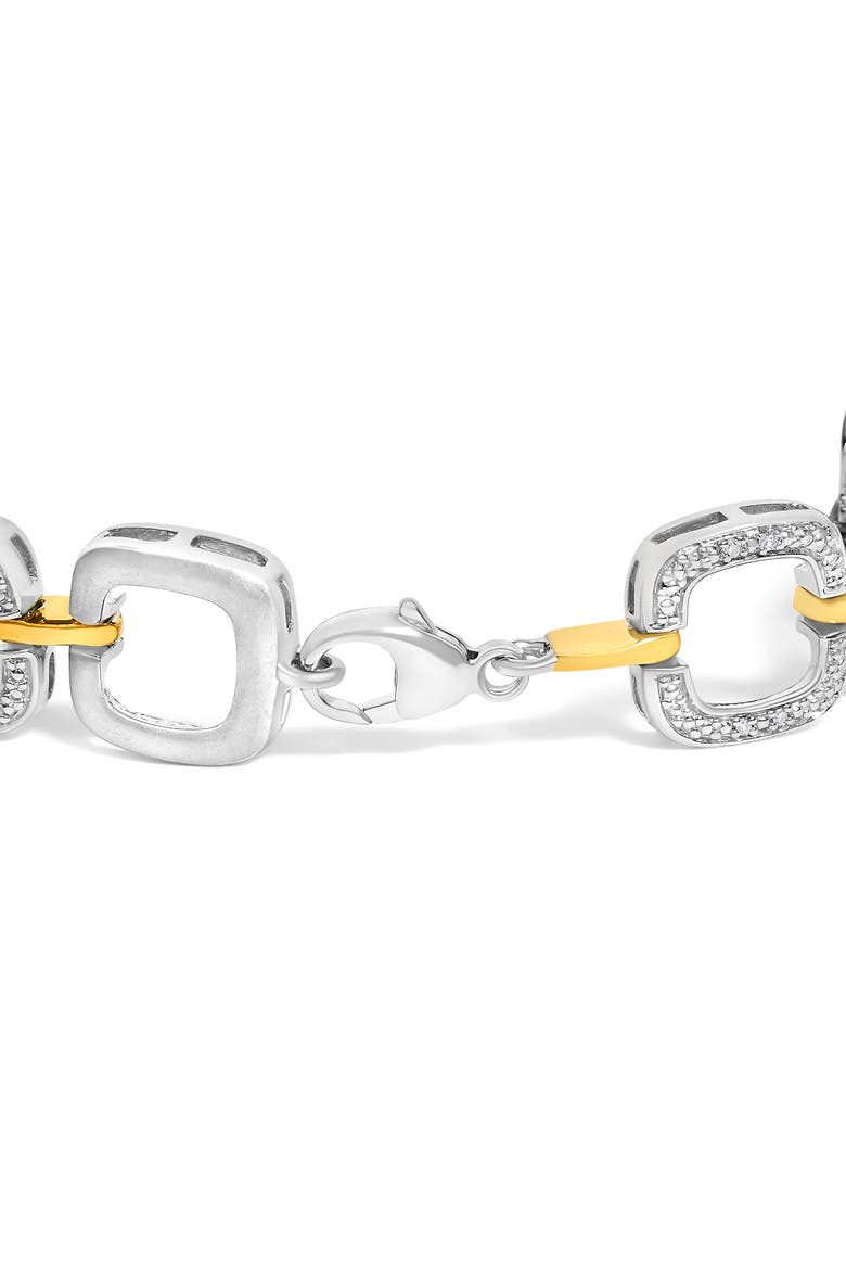 Silver Diamond Accent Open Box Link Bracelet, Alternate, color, Yellow