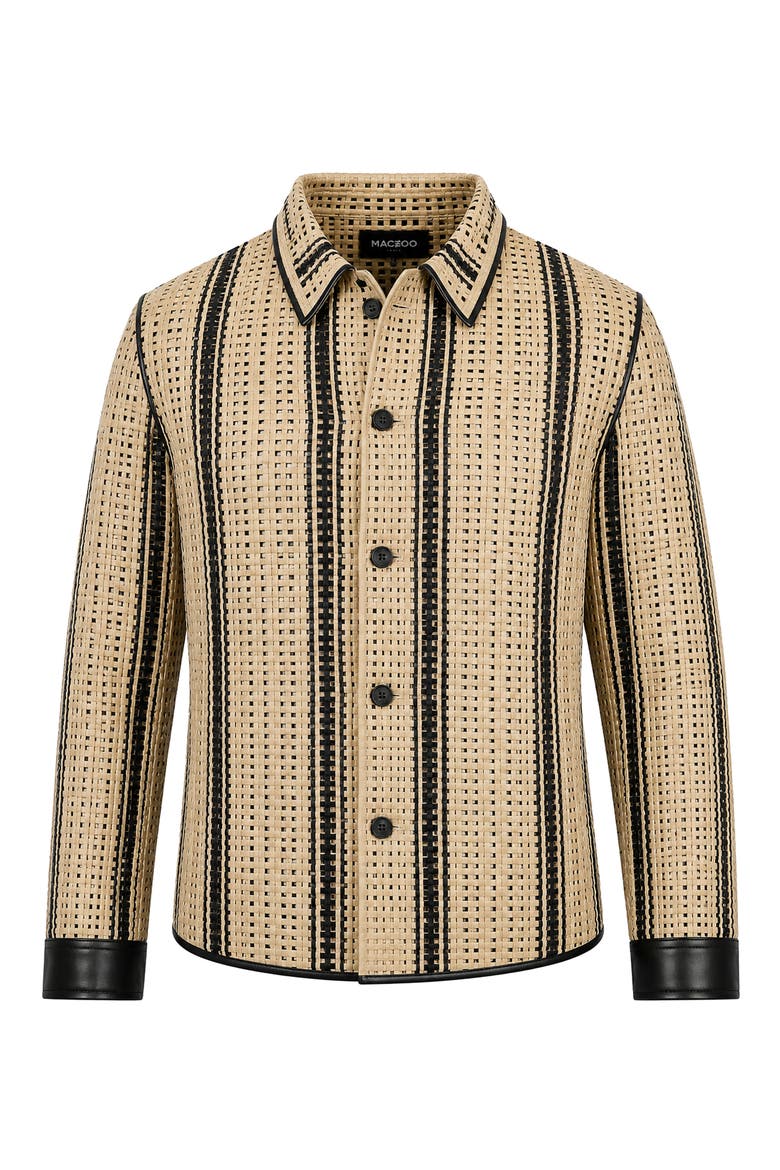 Woven Leather Jacket, Main, color, WHITE