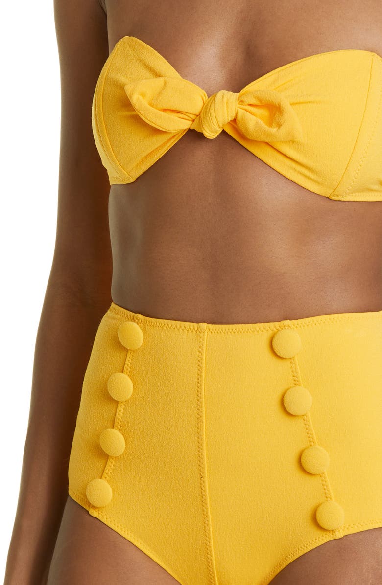Lisa Marie Fernandez Poppy Strapless Button High Waist Crepe Two-Piece Swimsuit, Alternate, color, 