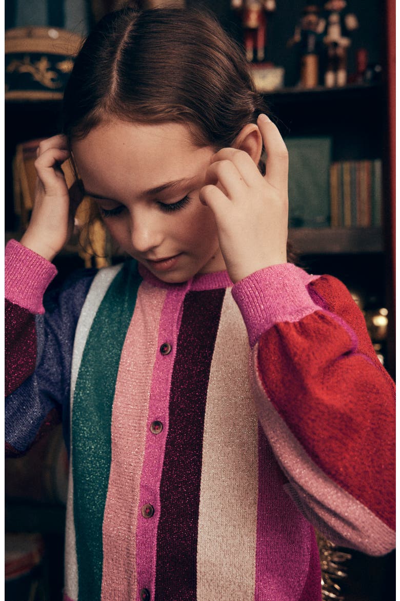 Kids' Sparkle Party Cardigan, Alternate, color, RAINBOW SPARKLE STRIPE