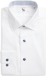 Lorenzo Uomo Trim Fit Diamond Textured White Cotton Dress Shirt