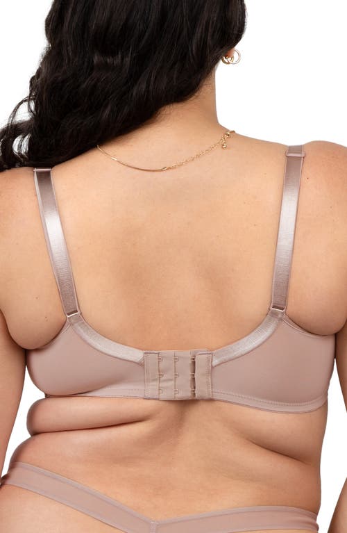 Curvy Couture Sheer Mesh Balconette Bra In Bark