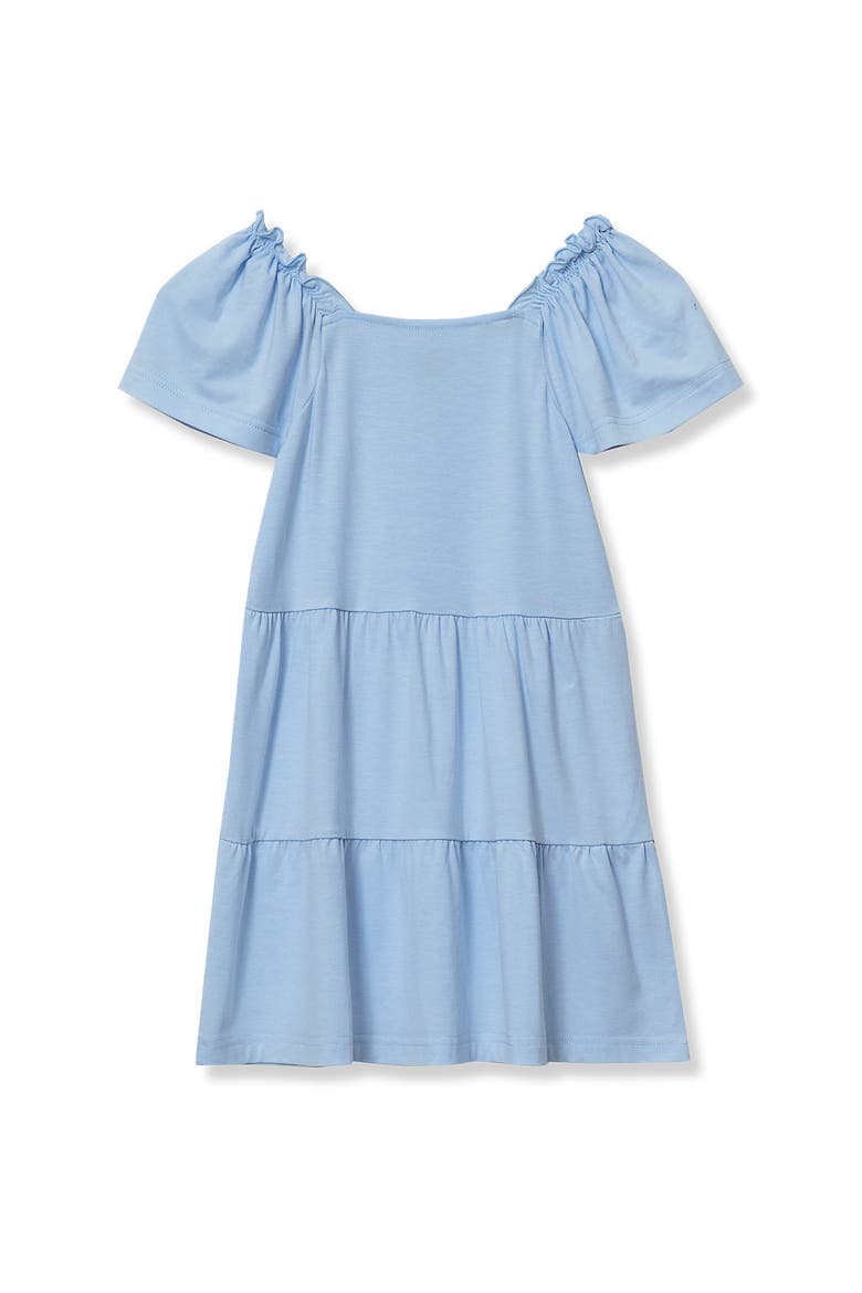 Girls Short Sleeve Tiered Tunic Top, Main, color, Nantucket Blue