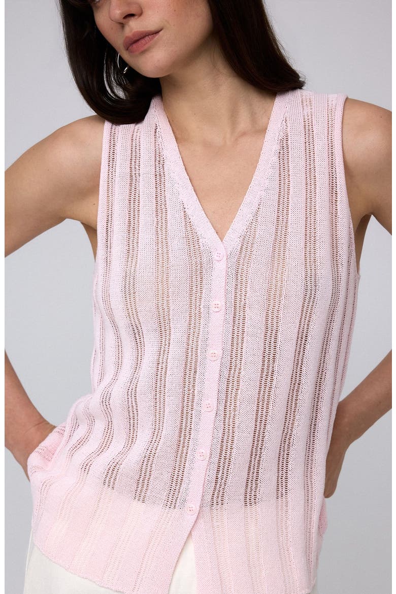 Sumire Open Knit Button Front Tank, Alternate, color, Light Pink