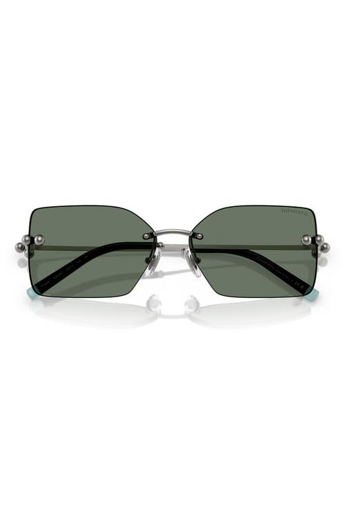 Tiffany & Co . 59mm Rectangular Sunglasses In Gunmetal