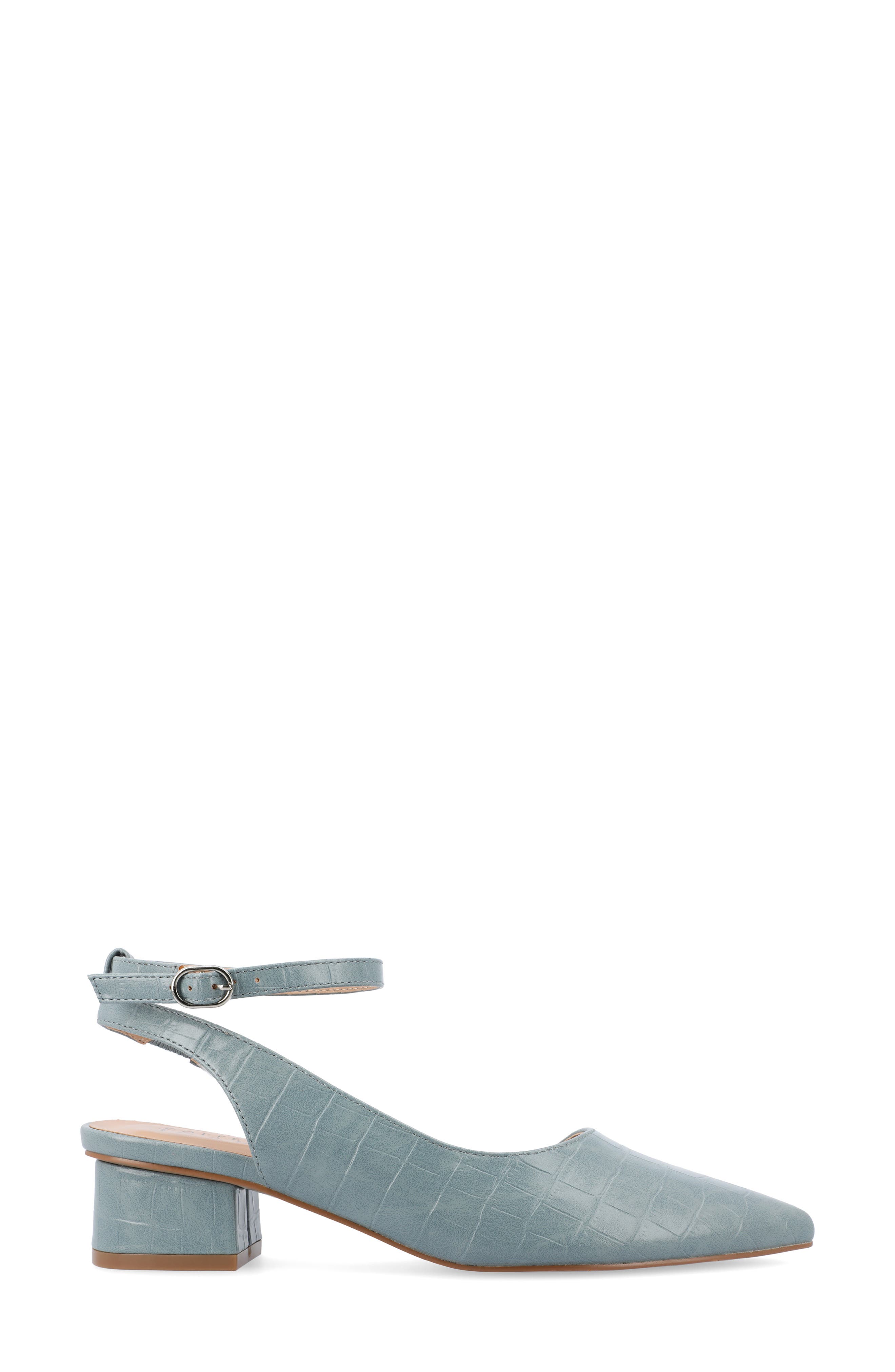 Keefa Croc Embossed Pointed Toe Pump, Alternate, color, BLUE
