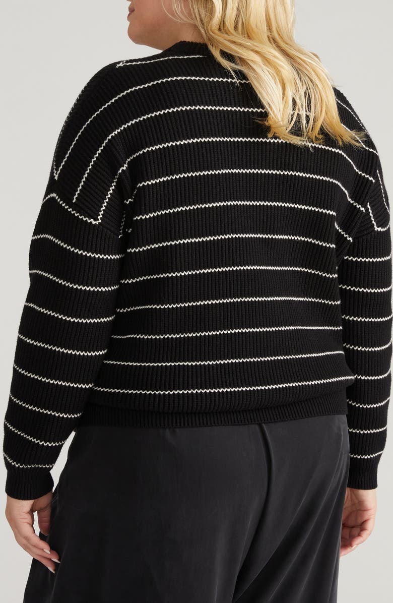 Universal Standard Bruno Stripe Rib Sweater, Alternate, color, Black/ Cream Stripe