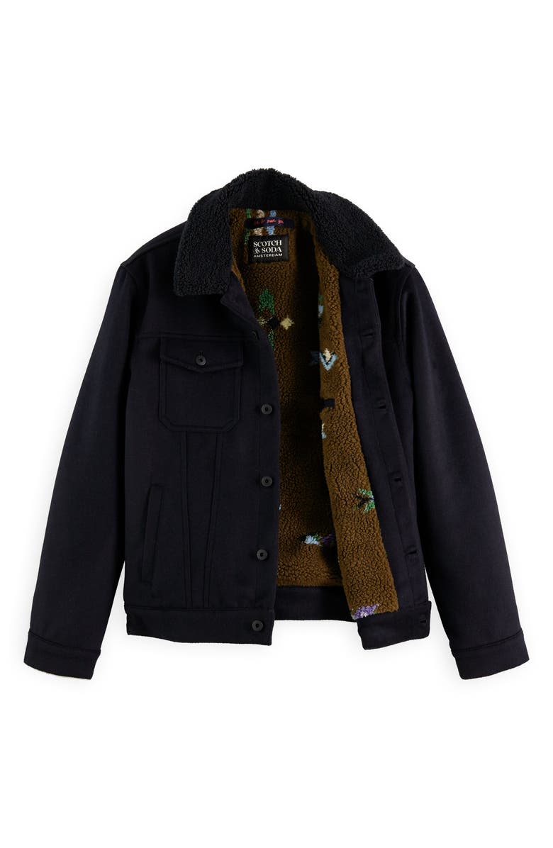 Scotch & Soda High-Pile Fleece Lined Wool Blend Trucker Jacket, Alternate, color, 