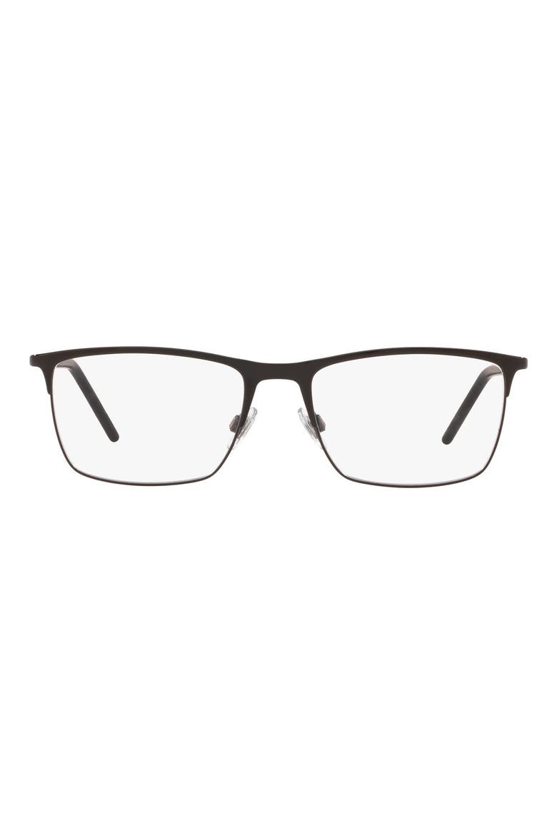 Dolce & Gabbana 57mm Rectangular Optical Glasses, Main, color, BLACK