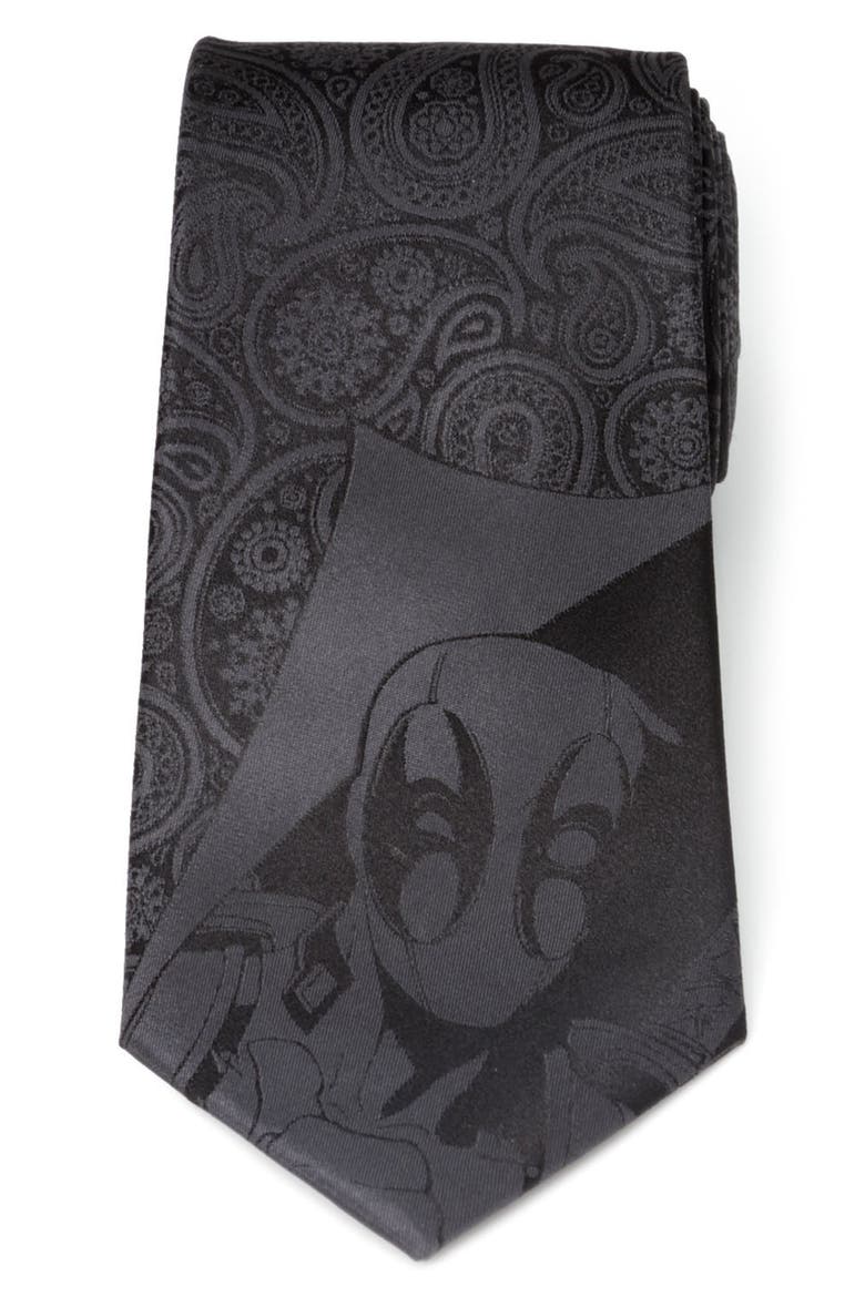 Deadpool Silk Tie, Cuff Links & Tie Bar Set, Alternate, color, BLACK