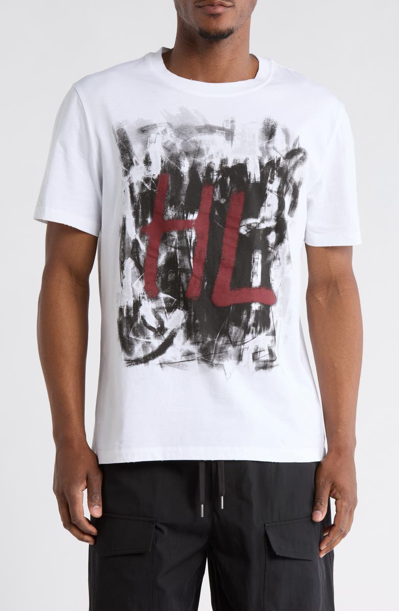 Helmut Lang Scribble Logo Graphic T-Shirt, Main, color, White/ Black