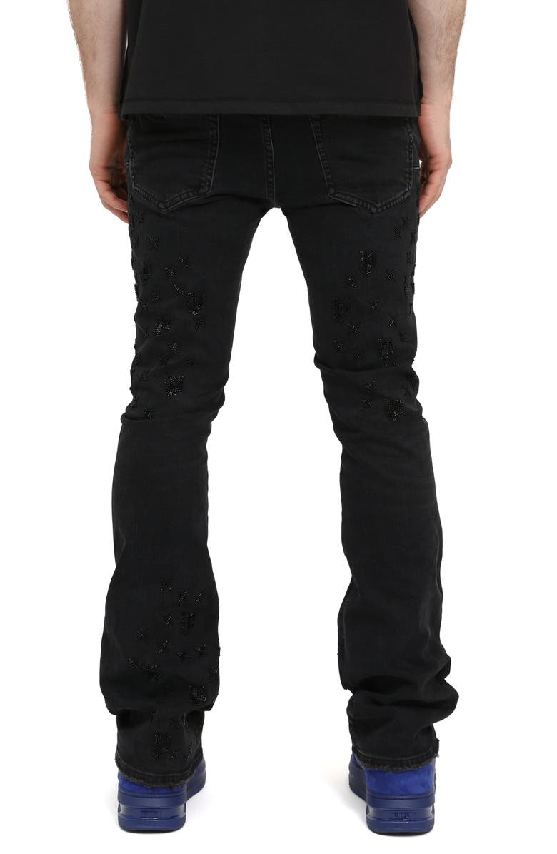 PURPLE BRAND Monogram Beaded Slim Flare Jeans, Alternate, color, Black