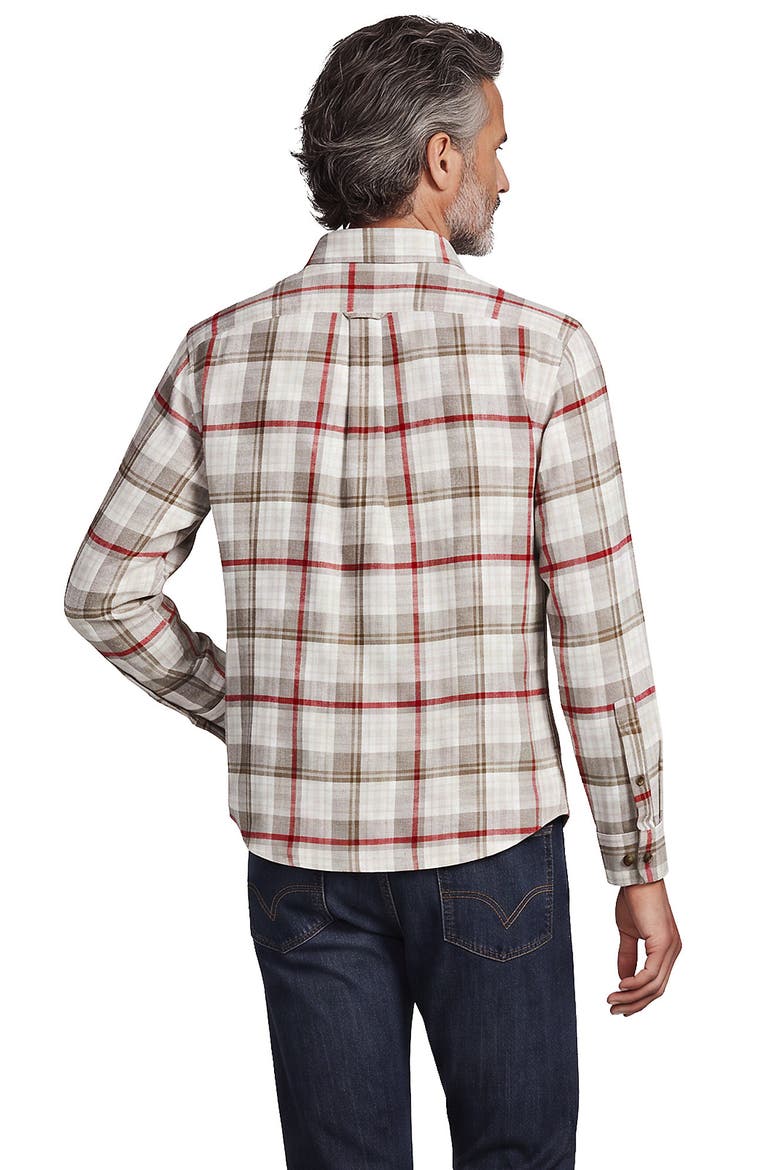 Long Sleeve Classic Fit Flagship Flannel Shirt, Alternate, color, Ivory/Gray/Red Tartan Plaid