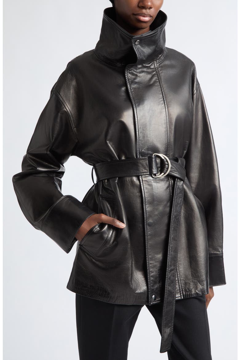 Ellis Leather Jacket, Alternate, color, BLACK