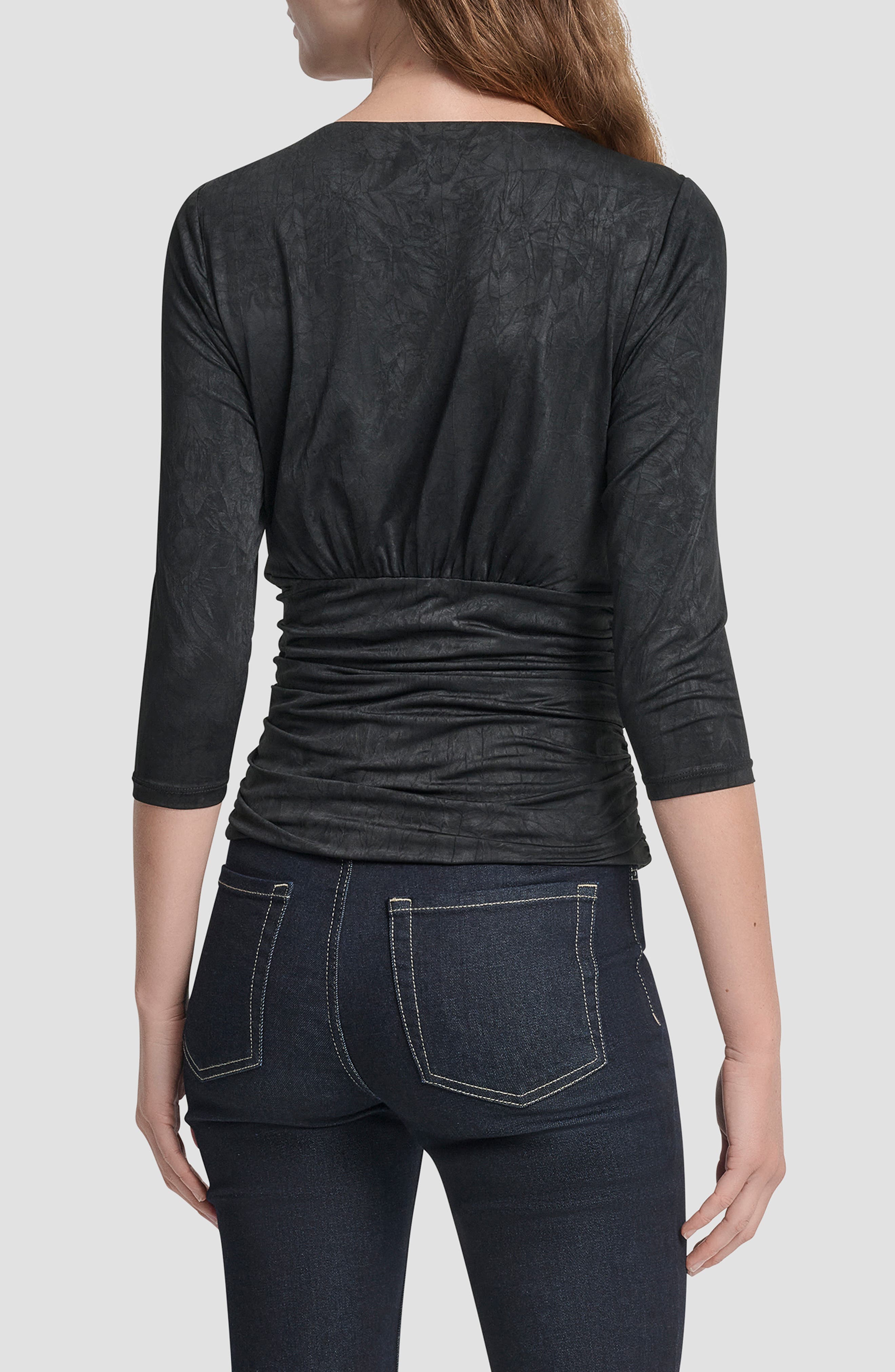 Ruched Knit Zip-Up Top - image 2