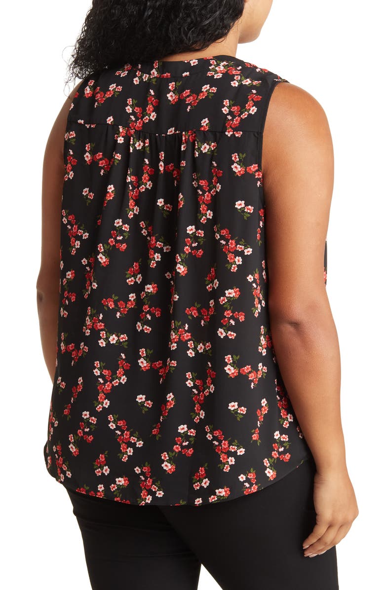 Vince Camuto V-Neck Floral Blouse, Alternate, color, Black/ Red