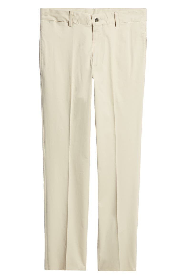Charleston Flat Front Stretch Cotton Khakis, Alternate, color, STONE