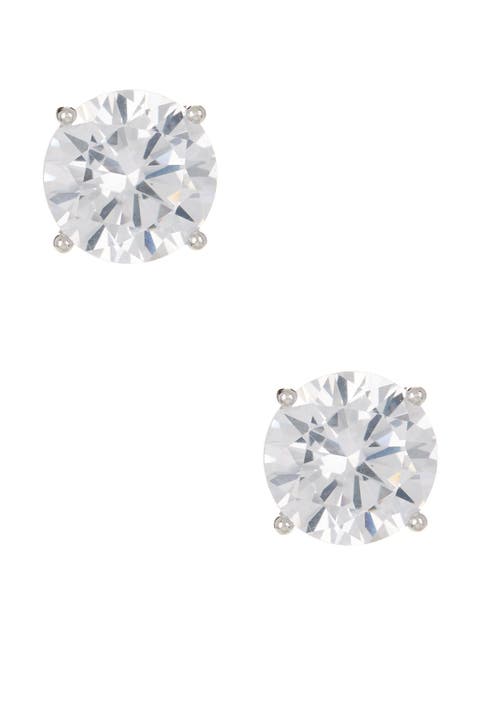 Sterling Silver Round Cut CZ Studs - 4.00 ctw