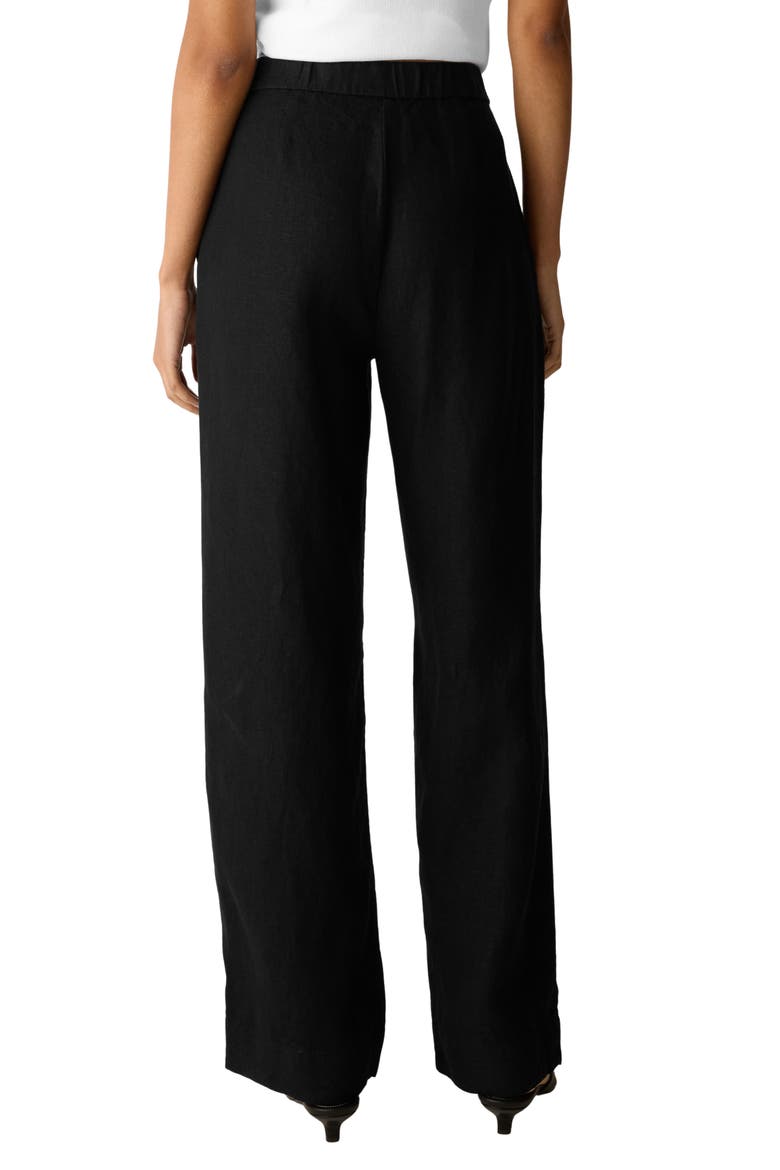 Straight Leg Linen Pants, Alternate, color, BLACK