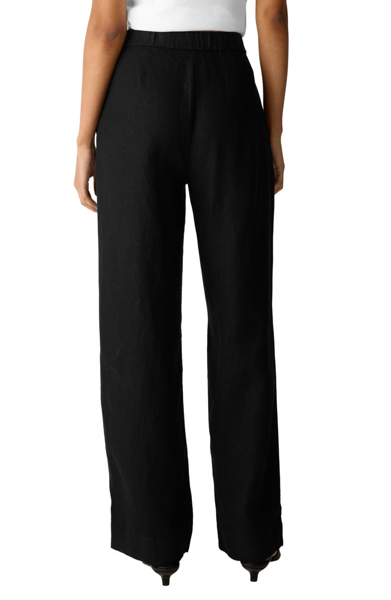 Eileen Fisher Straight Leg Linen Pants, Alternate, color, Black