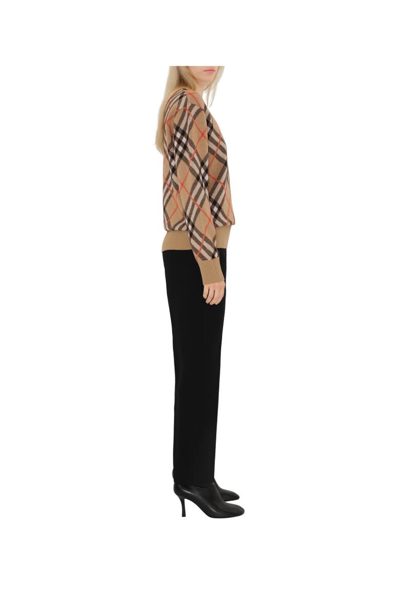 Burberry Check Wool Mohair Blend Sweater, Alternate, color, Sand Beige