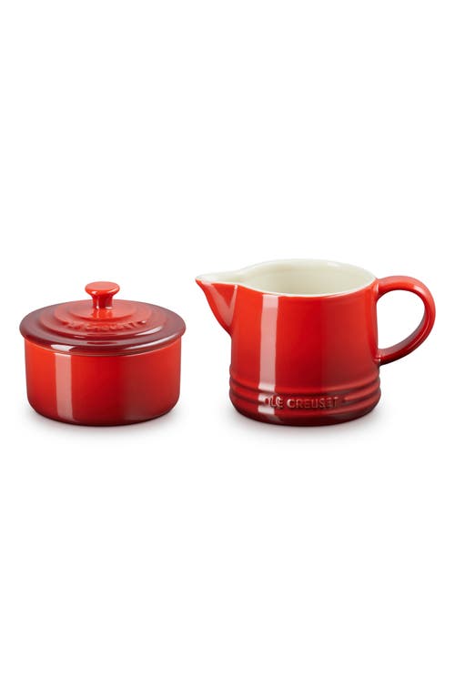 Le Creuset Cerise Signature Cream & Sugar Set With $6 Credit In Cerise