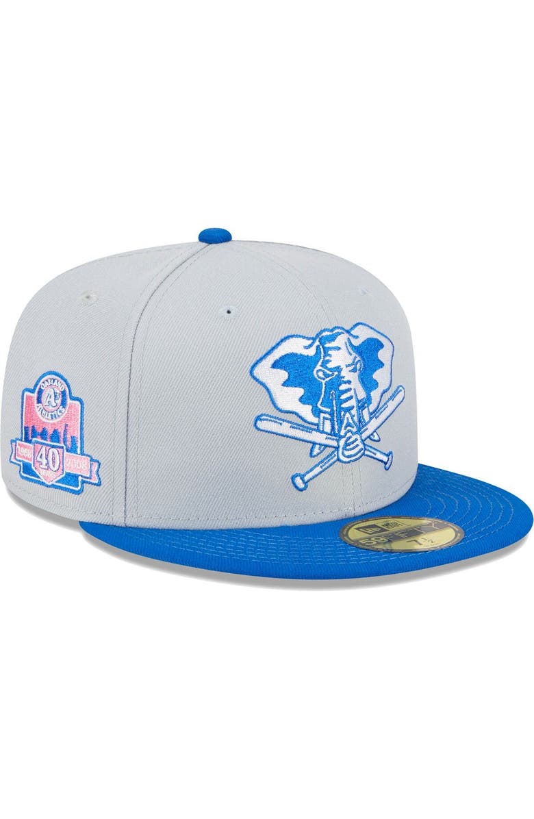 New Era Men's New Era Gray/Blue Oakland Athletics Dolphin 59FIFTY Fitted Hat, Main, color,