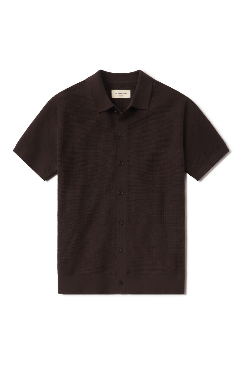 BreezeKnit Short Sleeve Button-Up Shirt, Alternate, color, DARK BROWN