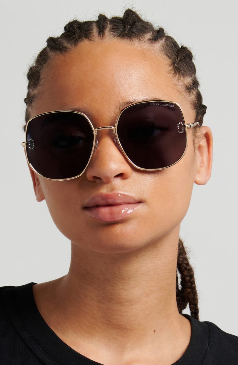 Marc Jacobs 59mm Square Sunglasses, Alternate, color, Gold/ Grey