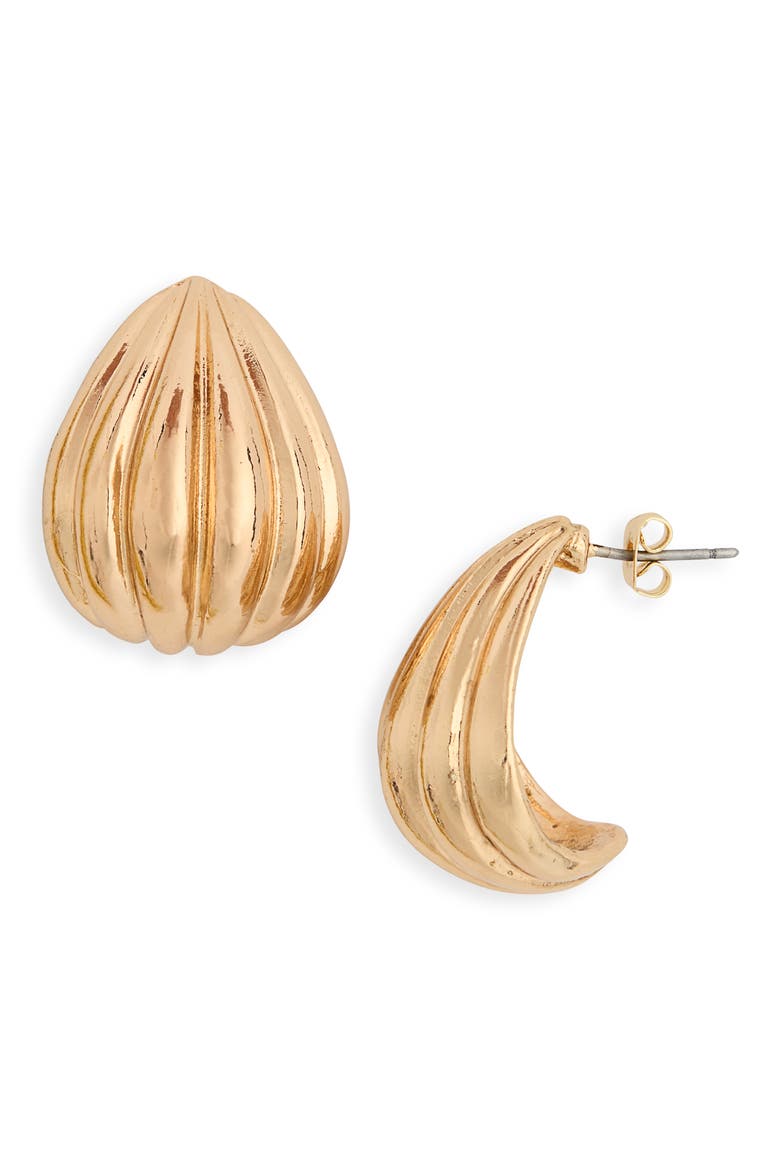 Ridged Statement Stud Earrings, Main, color, GOLD