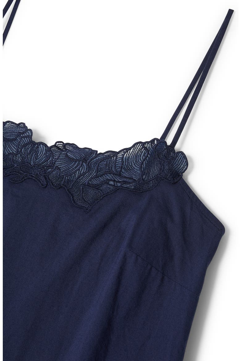 Voile Fleur Cotton Slip Nightgown, Alternate, color, NAVY