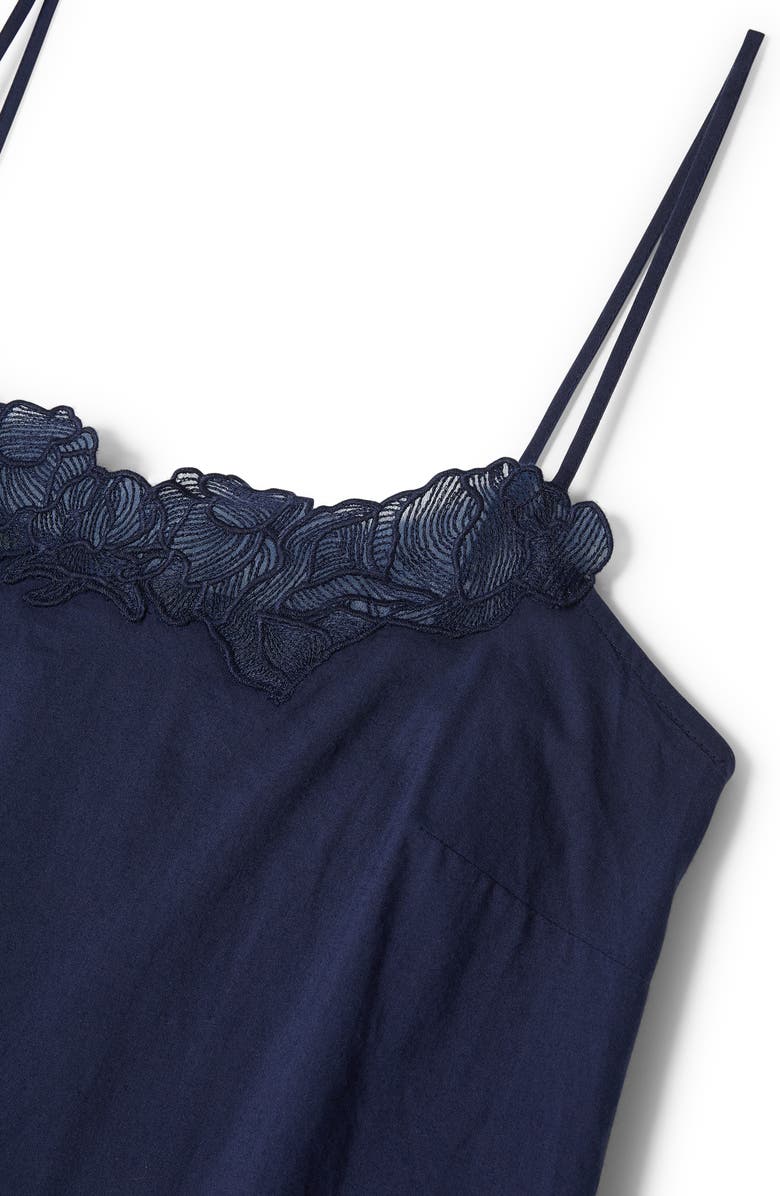 Petite Plume Voile Fleur Cotton Slip Nightgown, Alternate, color, Navy