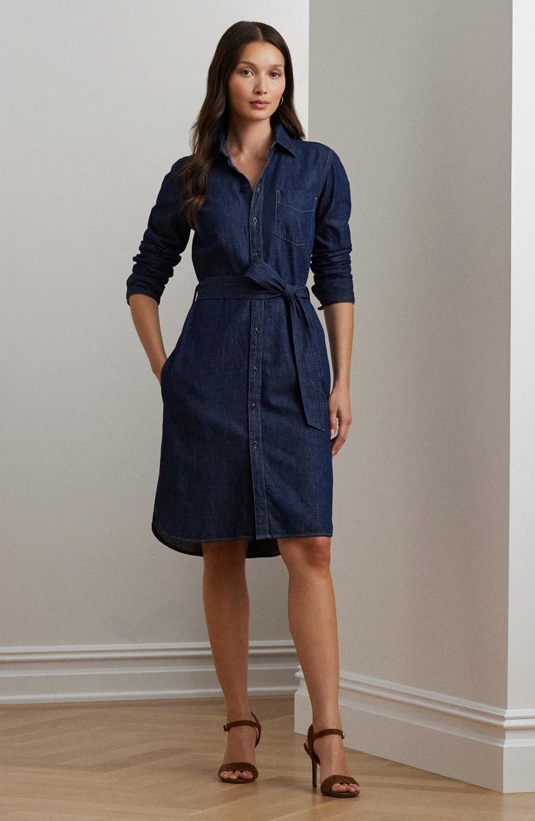 Lauren Ralph Lauren Belted Long Sleeve Denim Shirtdress, Alternate, color, 