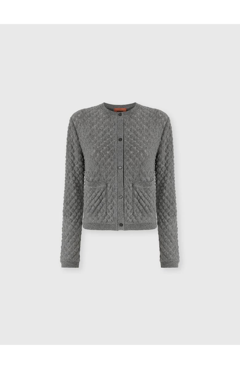 Missoni Cashmere Cardigan With Lace Pattern, Main, color, Grey