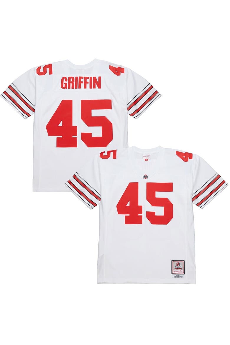 Men's Mitchell & Ness Archie Griffin White Ohio State Buckeyes 1975 College Vault Legacy Jersey, Main, color, White