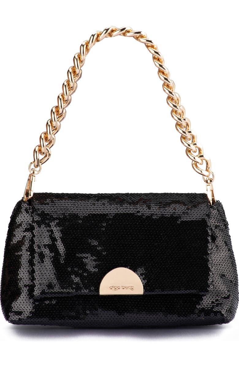 Olga Berg Lily Sequin Shoulder Bag, Alternate, color, Black