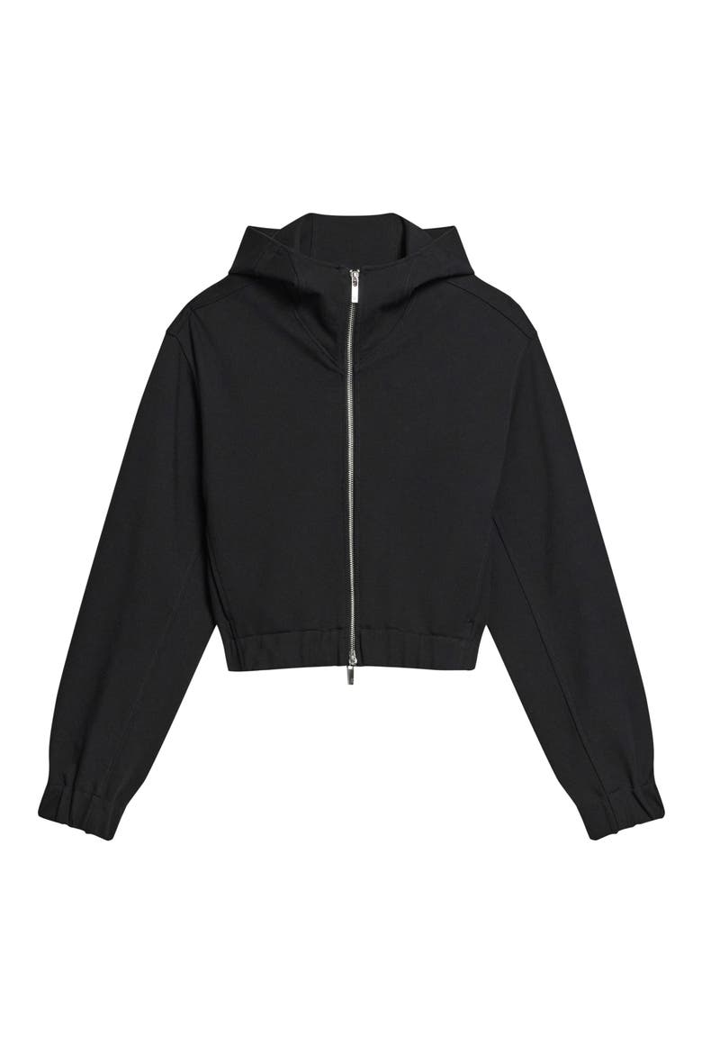Hooded Front Zip Jacket, Alternate, color, BLACK