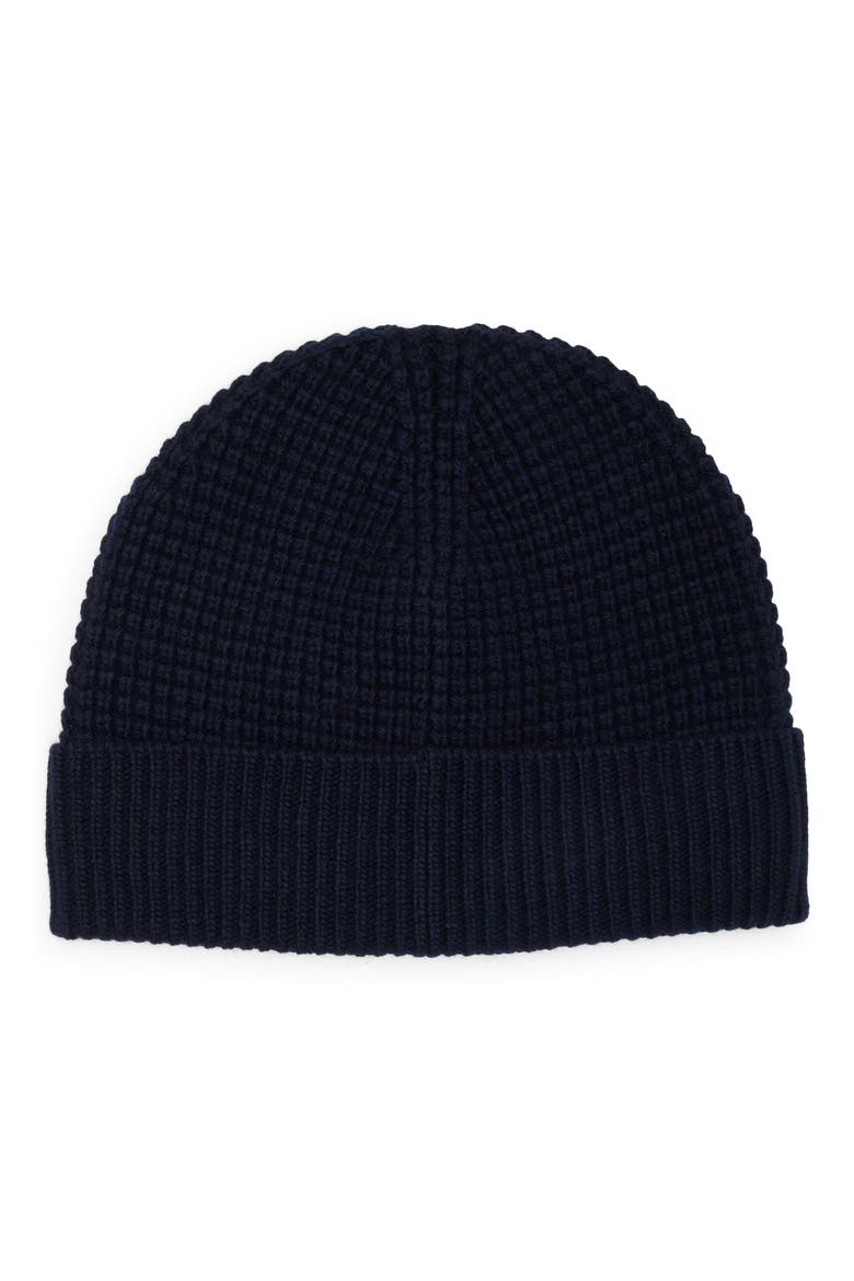 Waffle Knit Cuffed Beanie, Alternate, color, NAVY