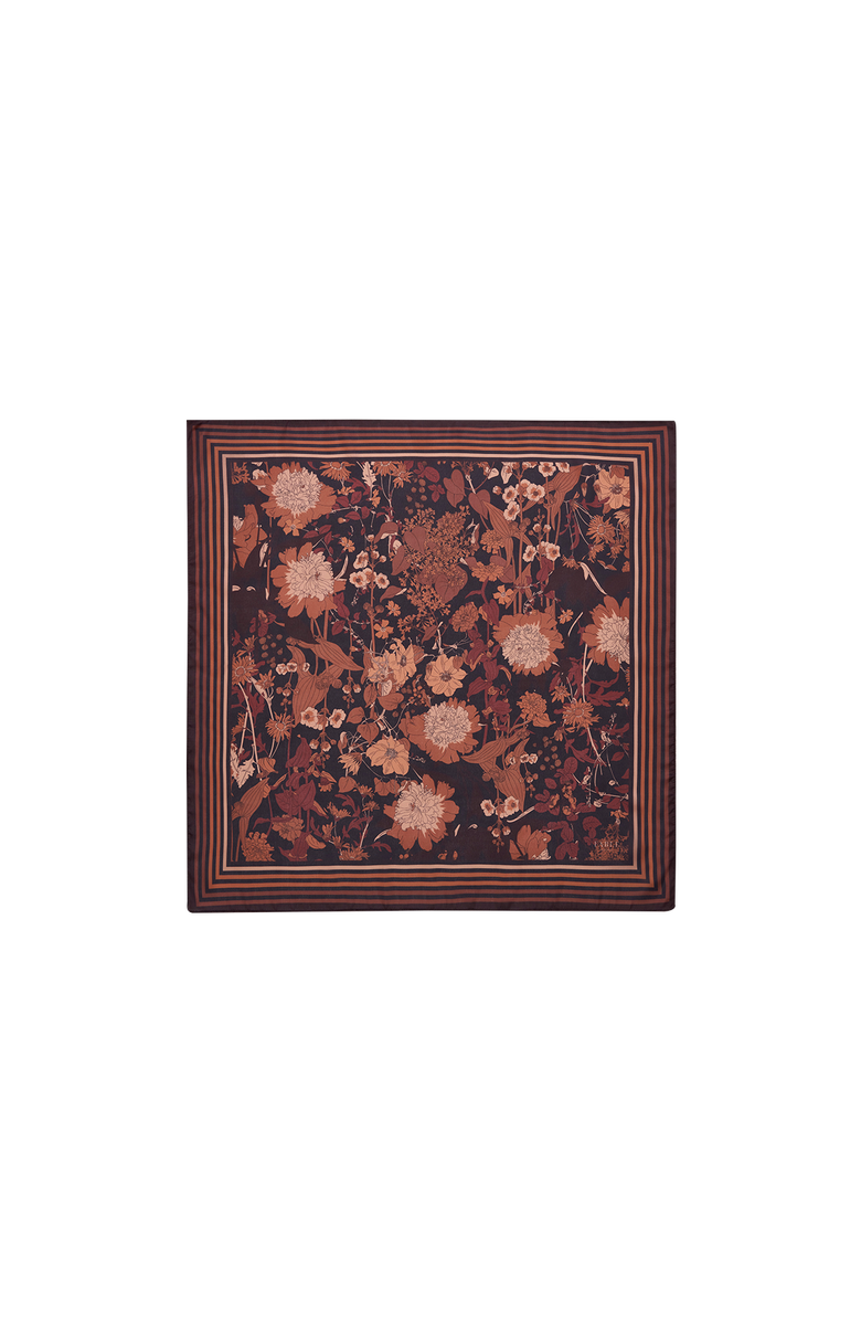 Fable England Deco Blooms Black Square Scarf, Main, color, Black