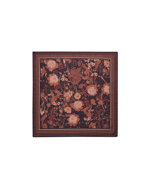 Deco Blooms Black Square Scarf