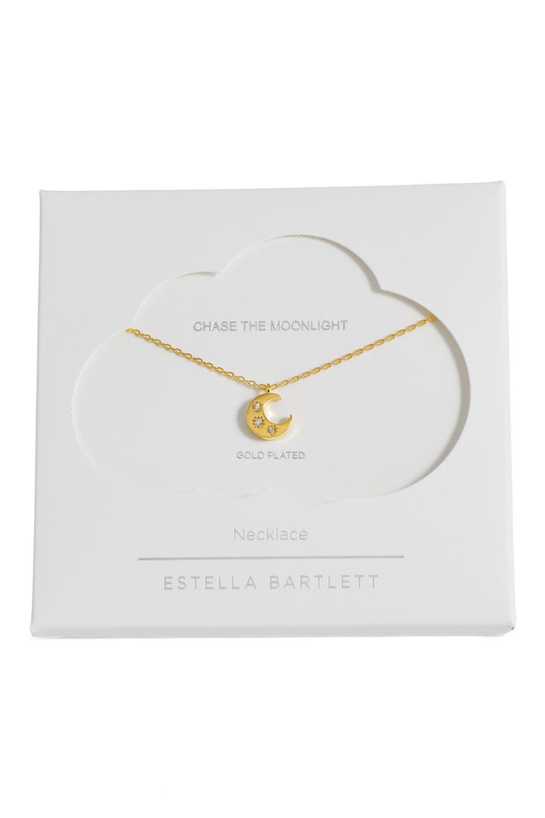 3-Stone Moon Pendant Necklace, Alternate, color, GOLD