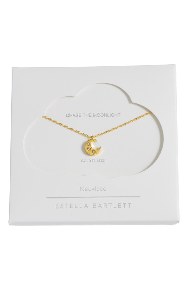 Estella Bartlett 3-Stone Moon Pendant Necklace, Alternate, color, Gold
