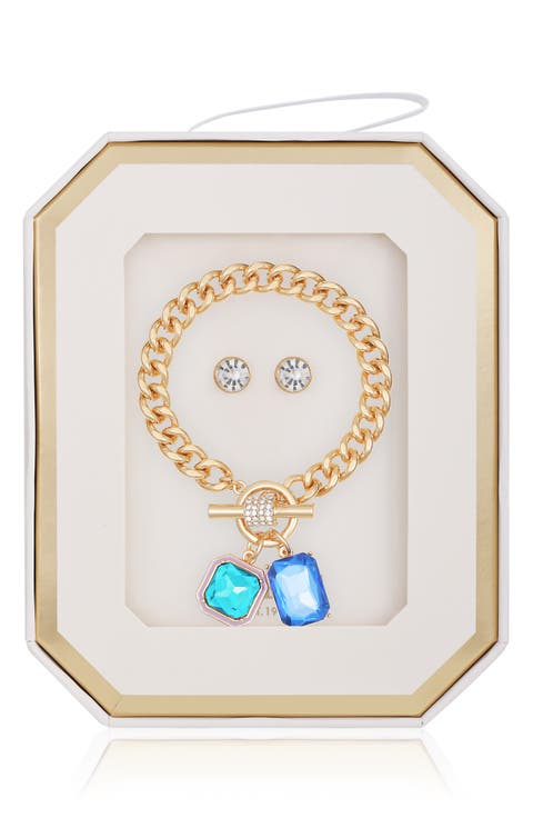 Toggle Bracelet & Stud Earrings Set