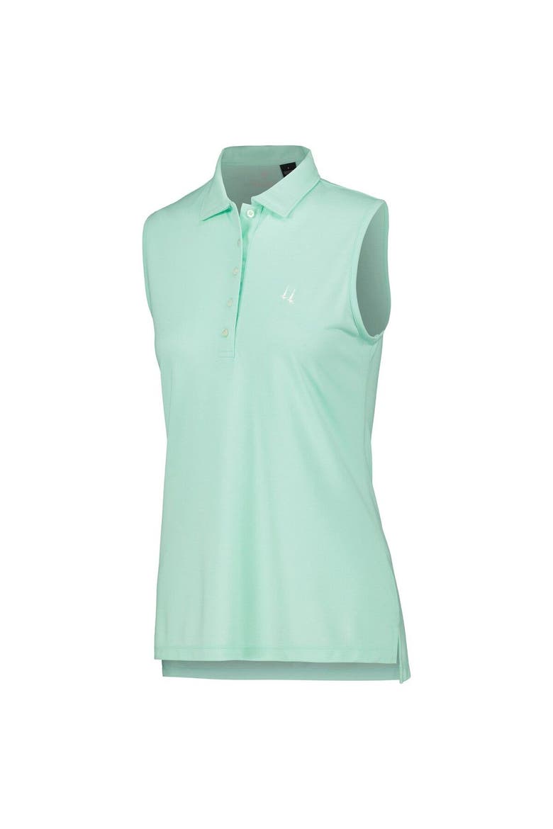 Women's Aqua Churchill Downs Butter Stripe Tri-Blend Sleeveless Polo, Alternate, color, Aqua
