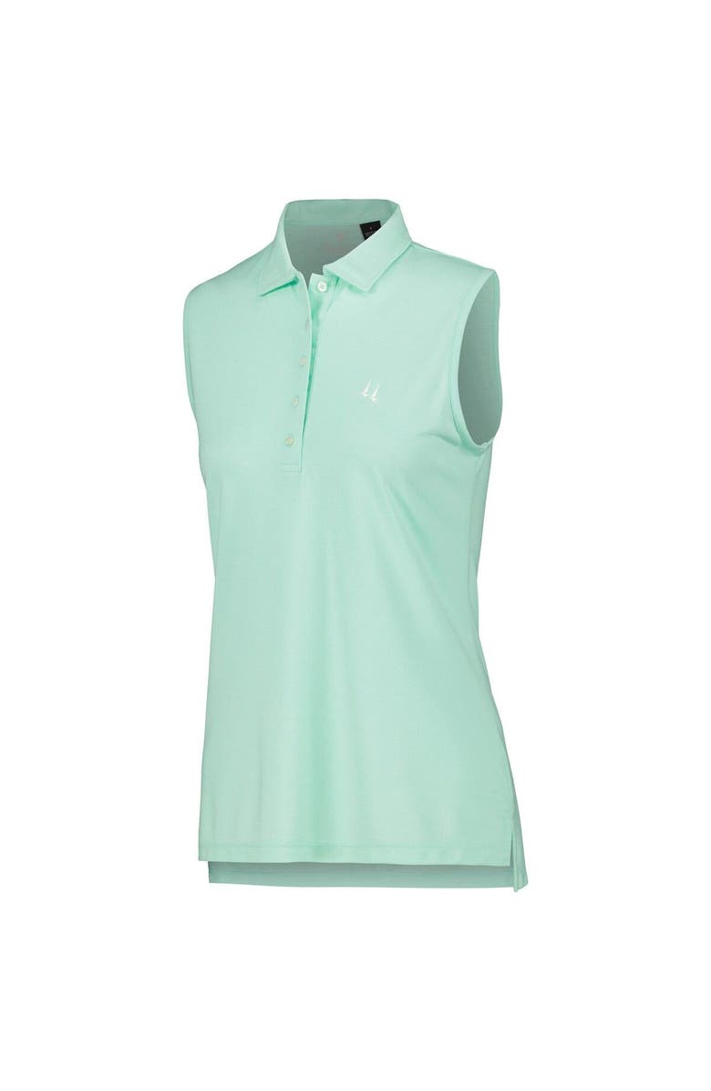 Full Turn Women's Aqua Churchill Downs Butter Stripe Tri-Blend Sleeveless Polo, Alternate, color, Aqua