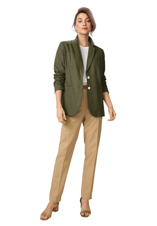 Jessica London Linen Blazer In White