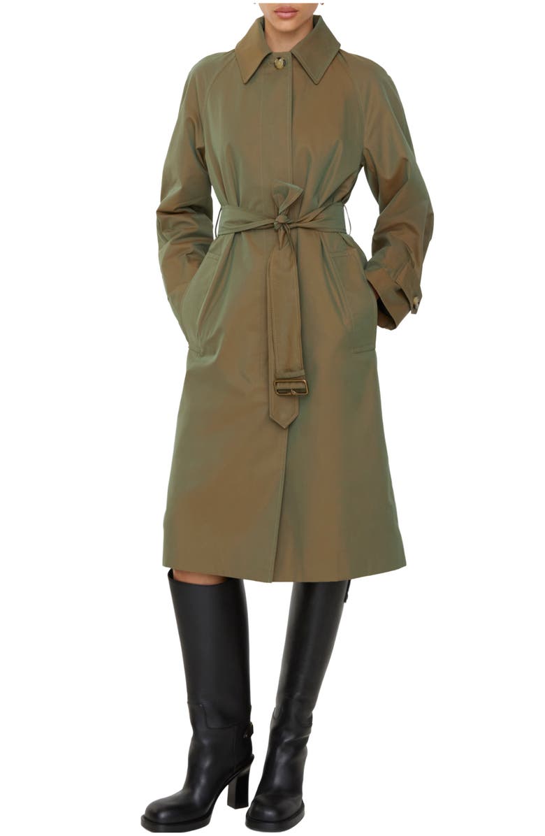 Burberry Long Gabardine Car Coat, Main, color, Bright Olive
