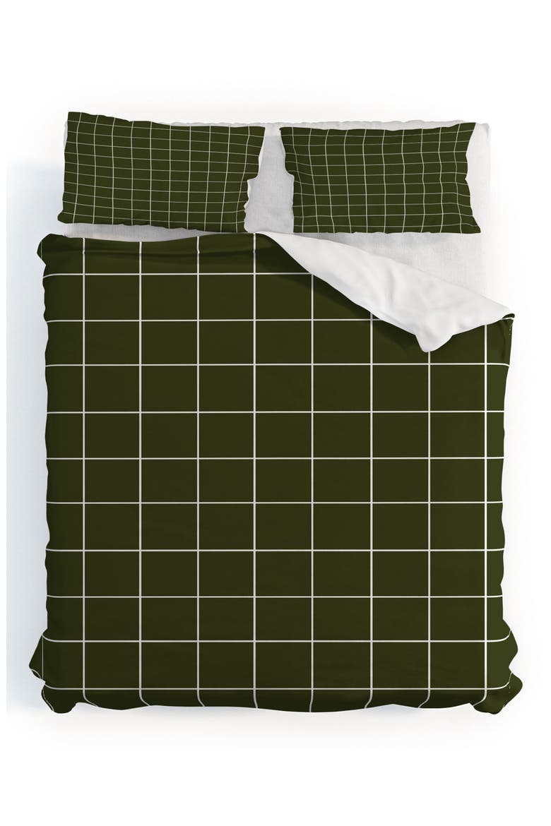 Grid Duvet Cover & Shams Set, Main, color, GREEN