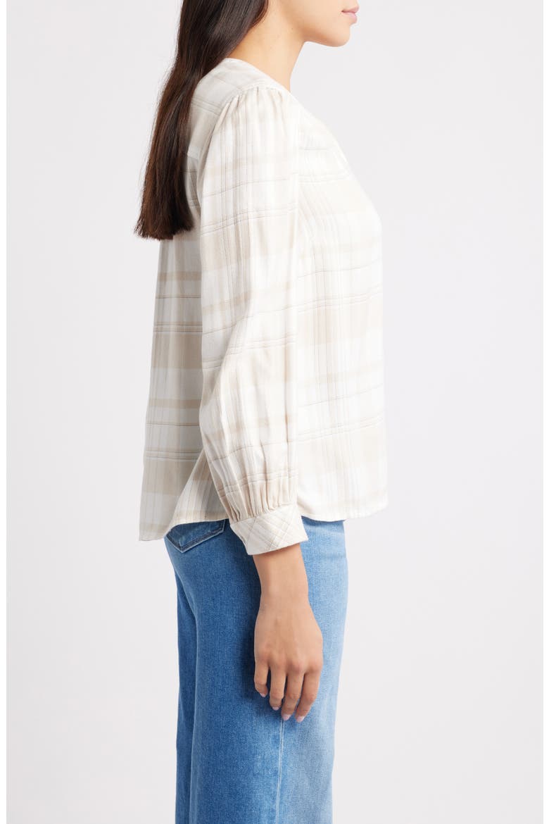 Pearl Beach Plaid Flannel Button-Up Shirt, Alternate, color, COCONUT